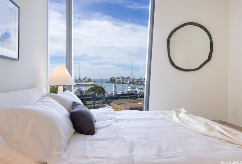 Gorgeous view from the bedroom to the harbor.