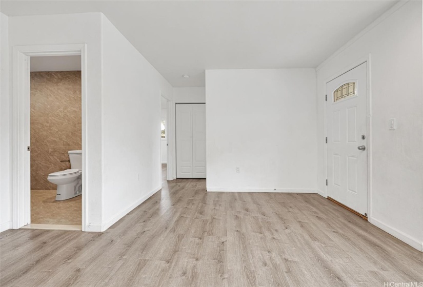 Another angle of the second bathroom by the living room area.