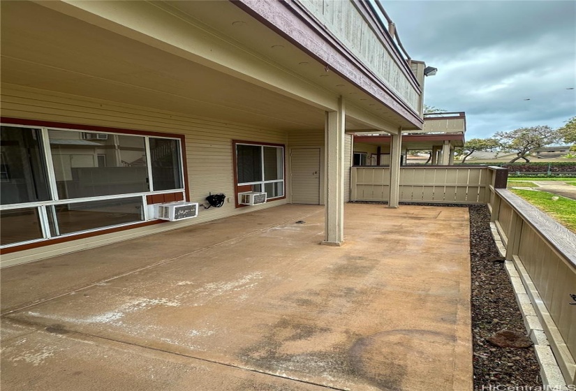 Expansive ground floor patio for hosting, storage, and more!