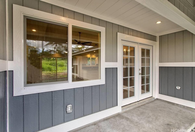 Welcoming covered front door area.