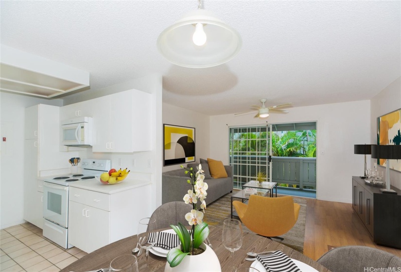 Dining Area Towards the Living Room Virtually Staged