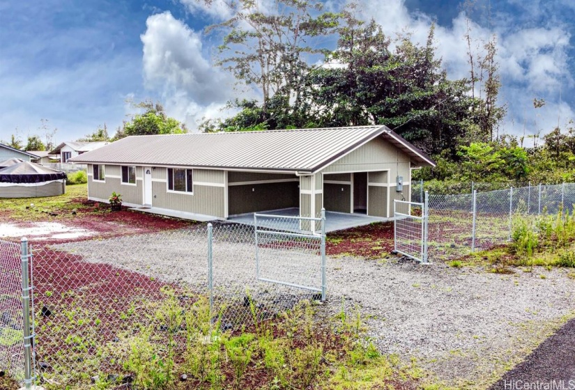 Chain-link fence around perimeter of property