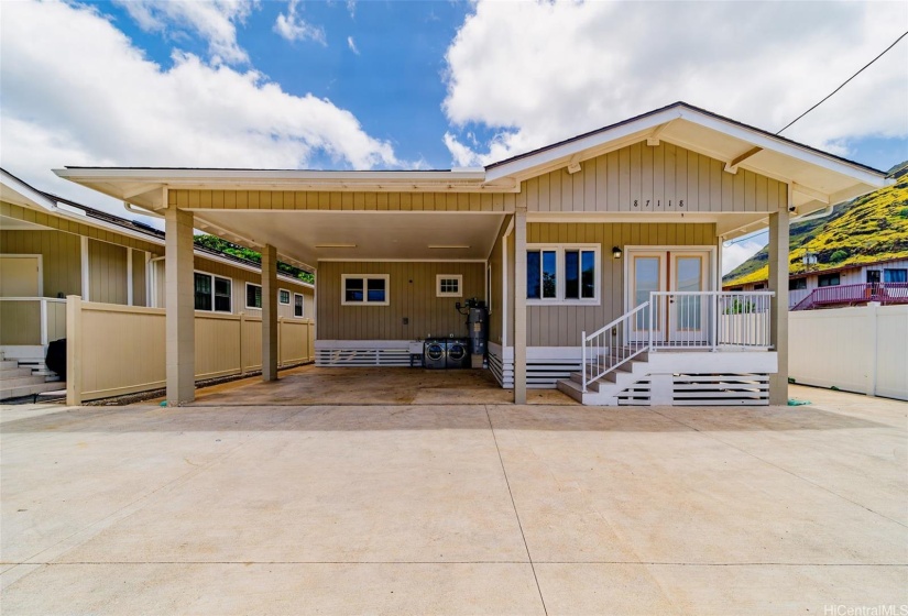 Front House with versatile carport