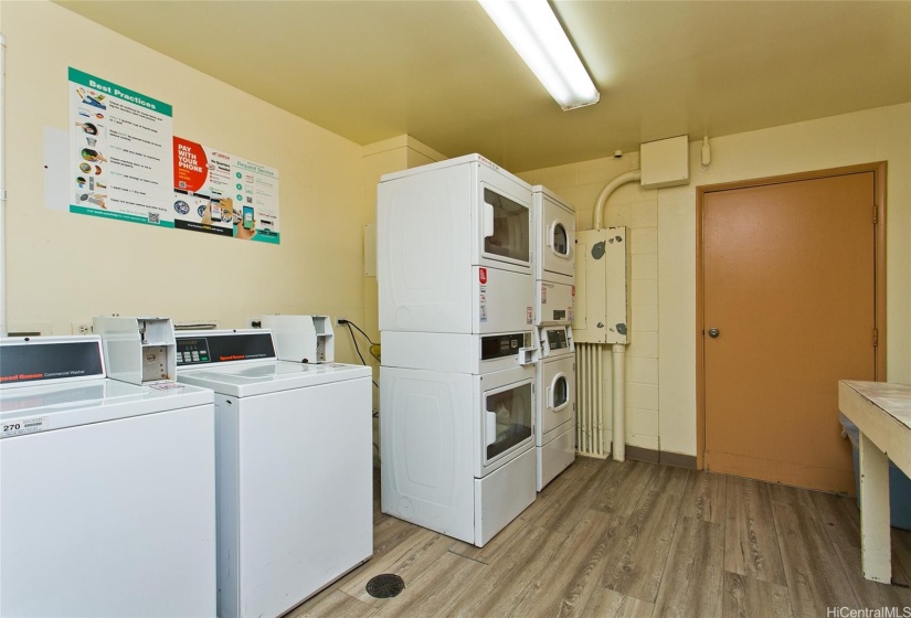 One of two community laundry rooms