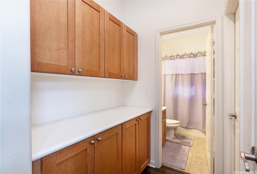 Down stairs bathroom off bedroom.