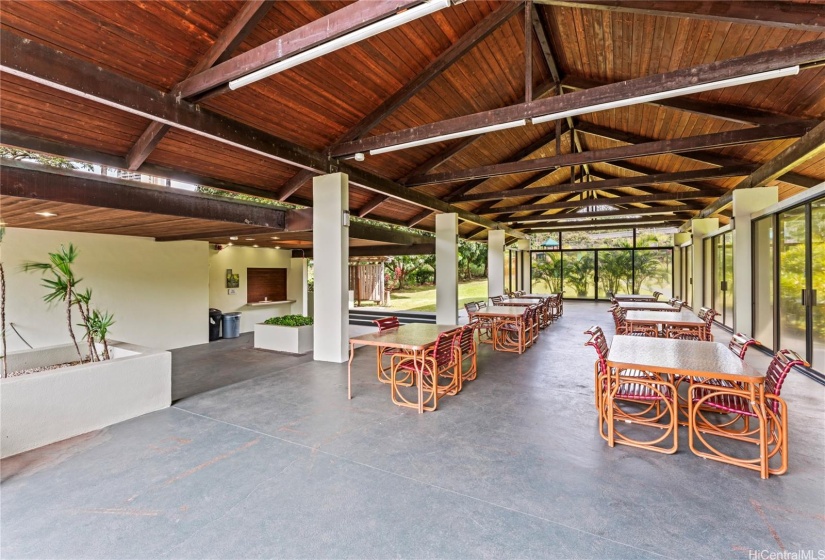 Super large pavilion with a separate kitchen for gatherings.