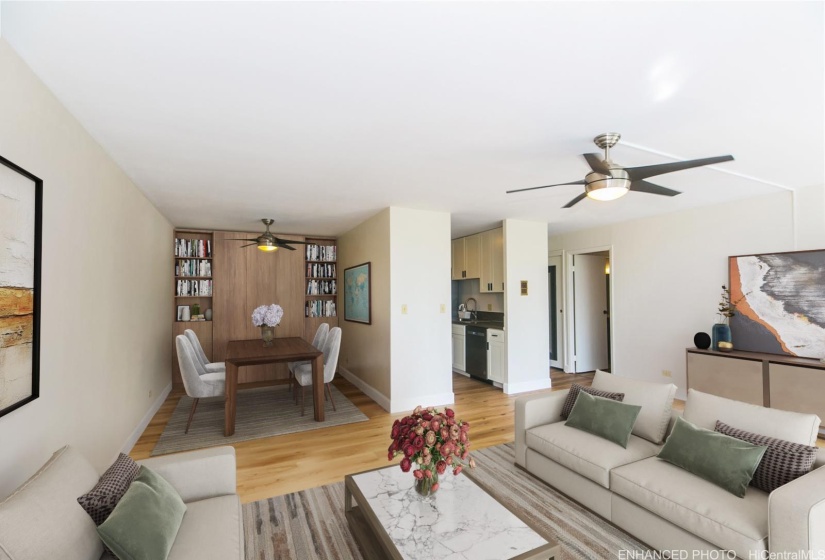 Dining Room - Enhanced (virtually staged murphy bed / table)