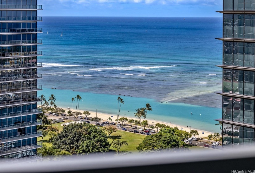 Views of Ala Moana Beach Park from your lanai