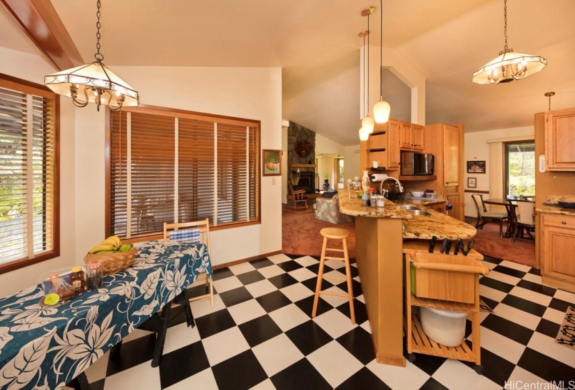 Spacious kitchen with dining area