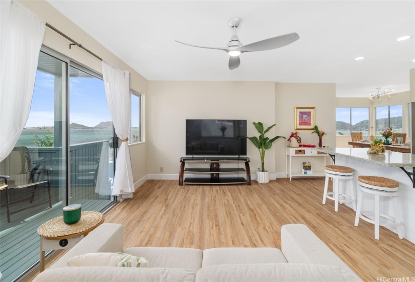 Convenient half bath next to the bar area and family TV room.