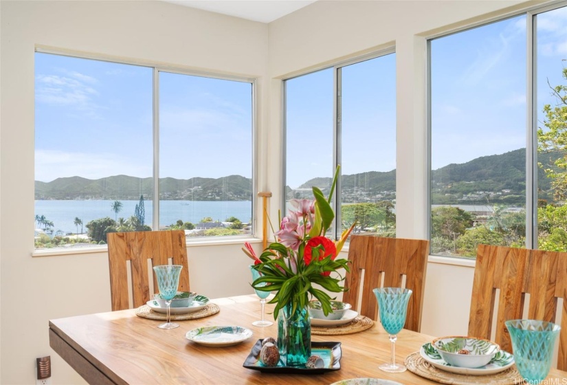 Imaging savoring a delicious meal while gazing out at the vast expanse of the ocean.