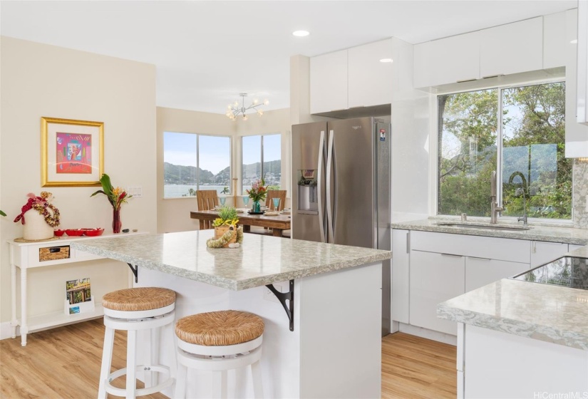 Completely remodeled kitchen! Stainless steel appliances and a perfectly sized island.