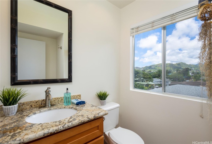 Half bath adjacent to family room