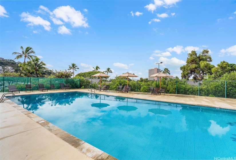 Spacious pool awaits you when you live at Waialae Gardens! Jump in!