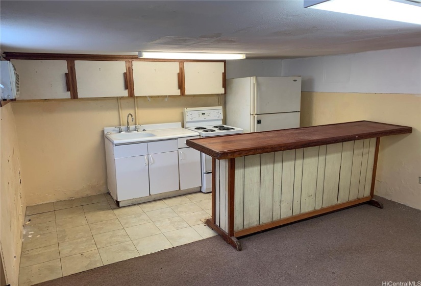 Unit 2 (Basement): Front room with view of wet bar area