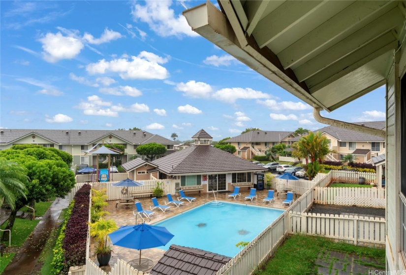 View of the pool from the unit balcony.