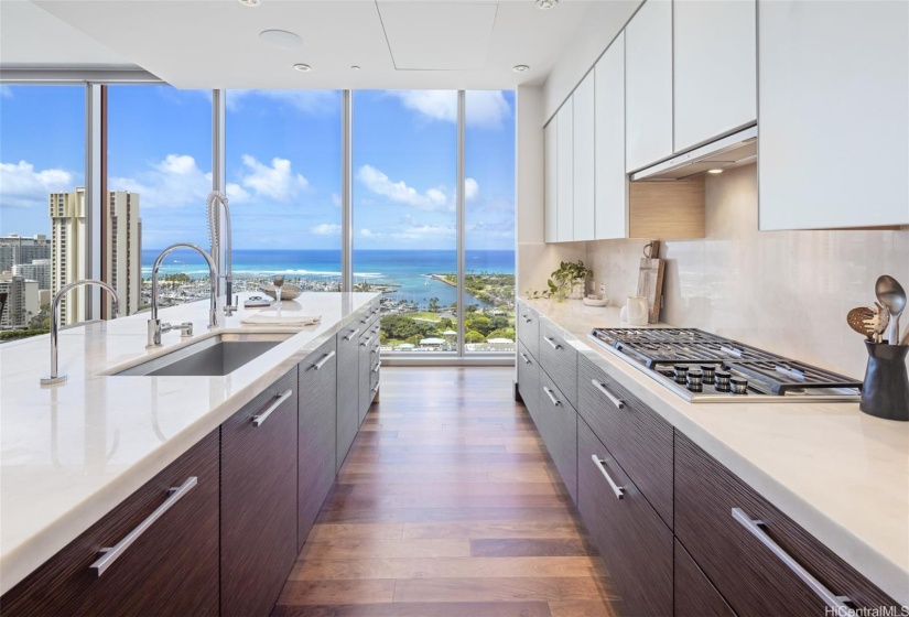 Watch the waves roll in from the kitchen area.