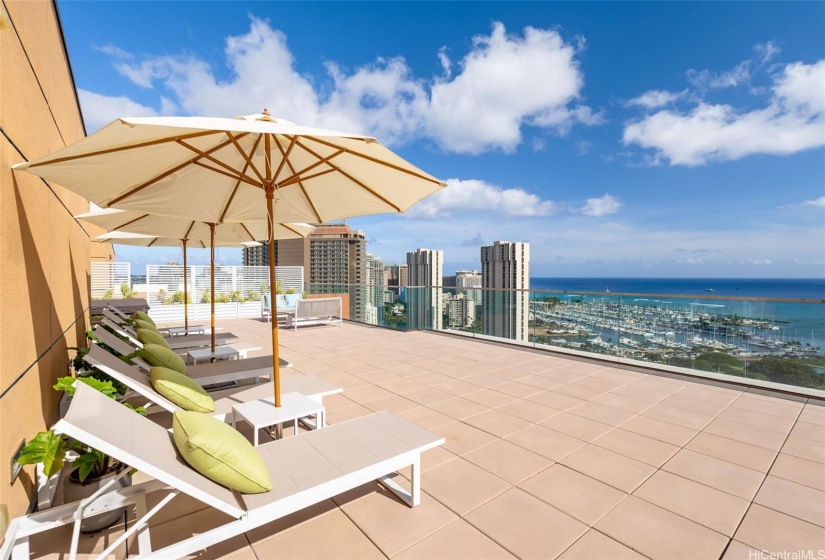 Stunning rooftop lanai to lounge and take in the view.