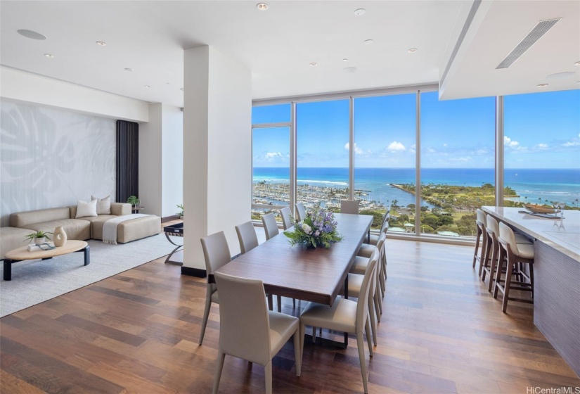 Gorgeous floor to ceiling windows across the ocean side of the unit.