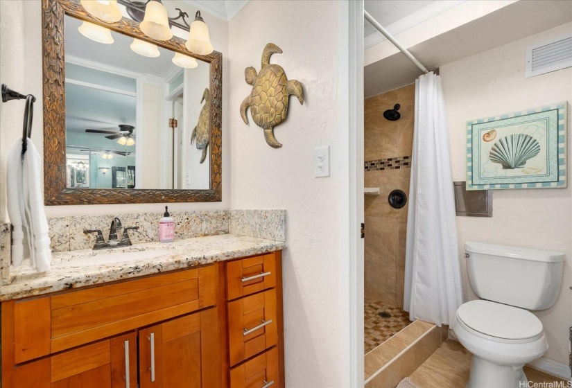 Remodeled Bath With Granite Counter Tops