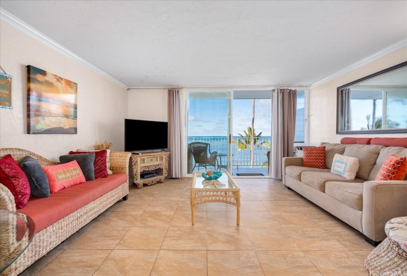 Main Living Looking On To The Lanai With Unobstructed Ocean Views