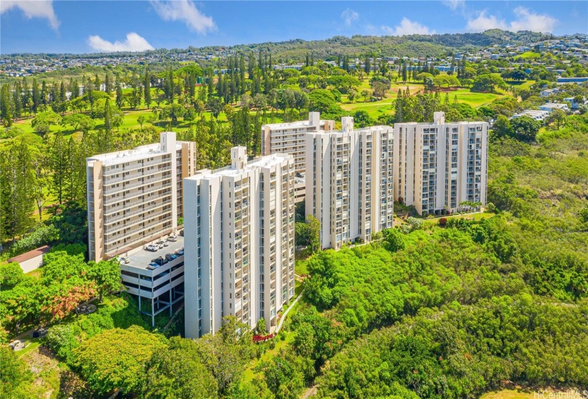 Colonnade on the Green complex next to golf course