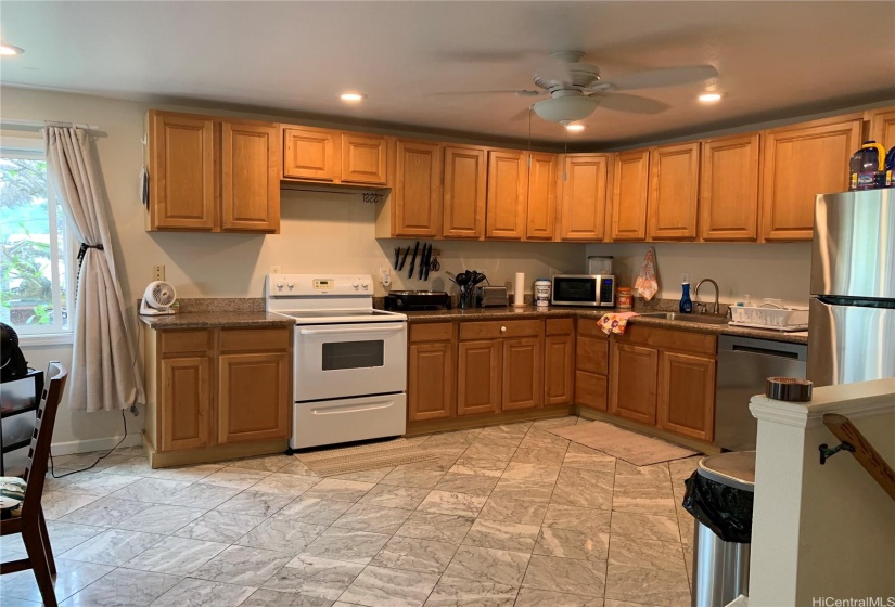 Upstairs kitchen area. Downstairs has a wet-bar.