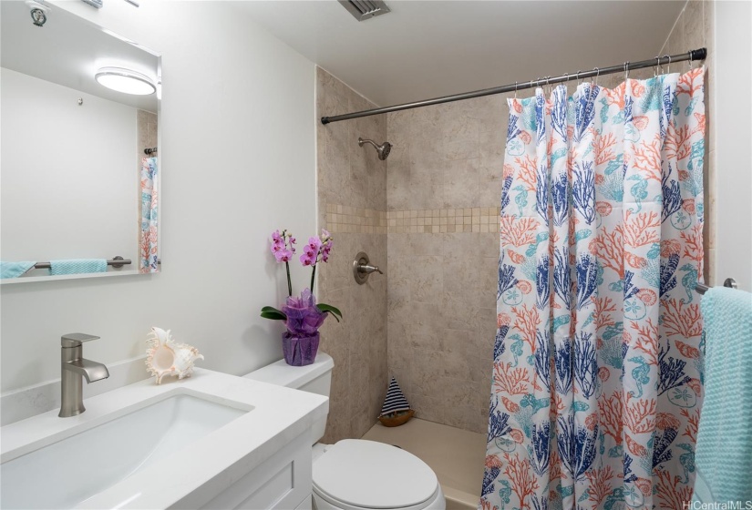 Beautiful bathroom with partial remodel.