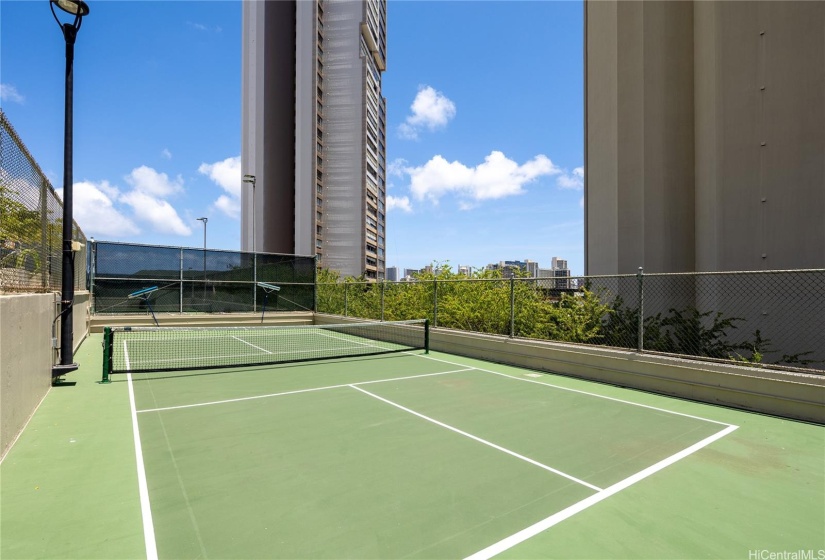 Pickleball anyone!  No need to go looking for a pickleball court.  It is available and newly built at Iolani Court Plaza.  It's the fastest growing sport in America!  May be played by all ages.