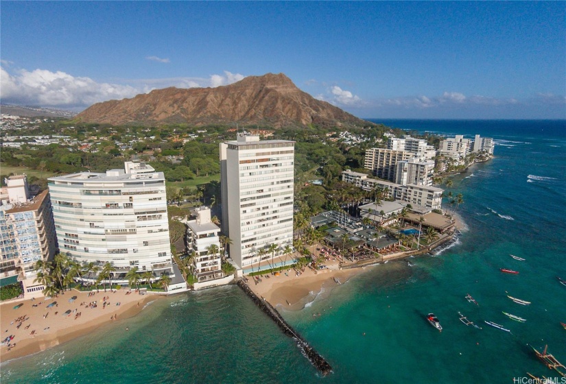 Aerial of Sans Souci Building from Ocean