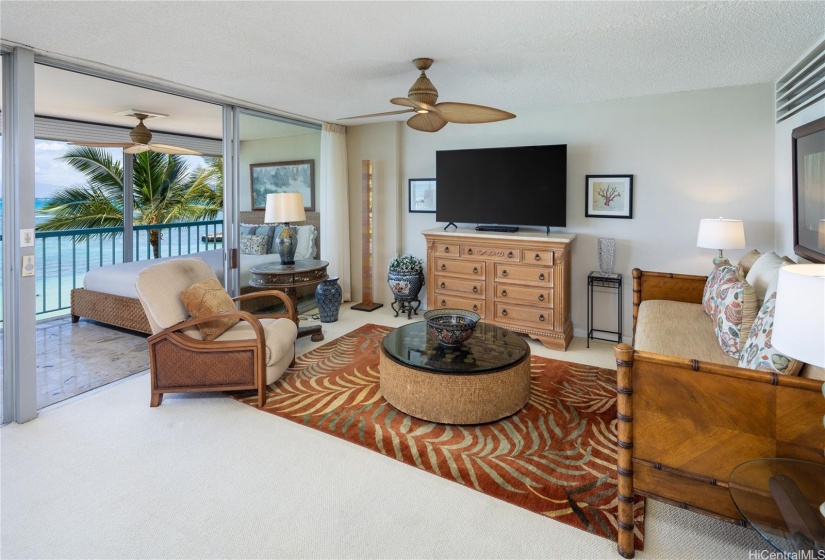 Tv and Living Area with Daybed and Lanai Bed