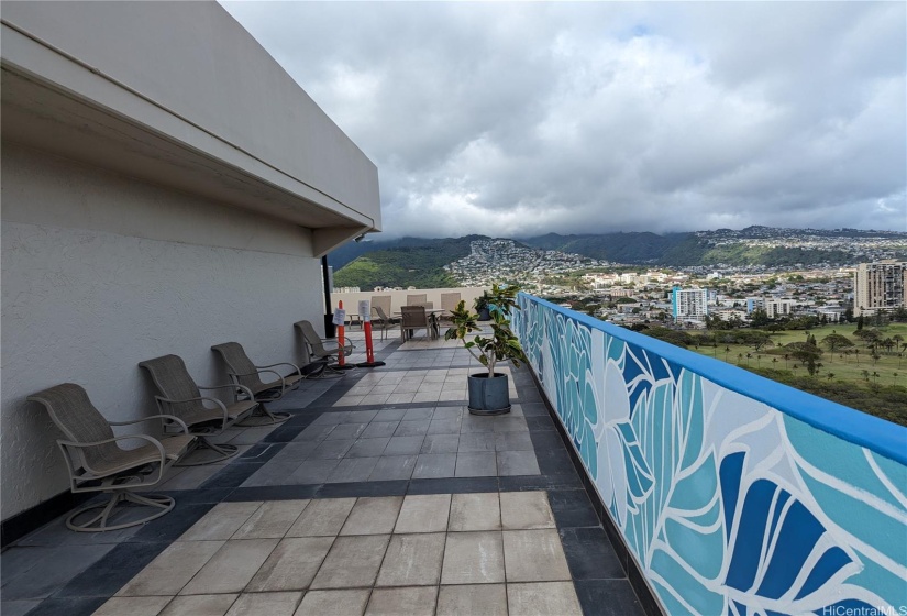 Recreational deck has lots of relaxing areas to soak up the ambience of The Fairway Villa and Waikiki