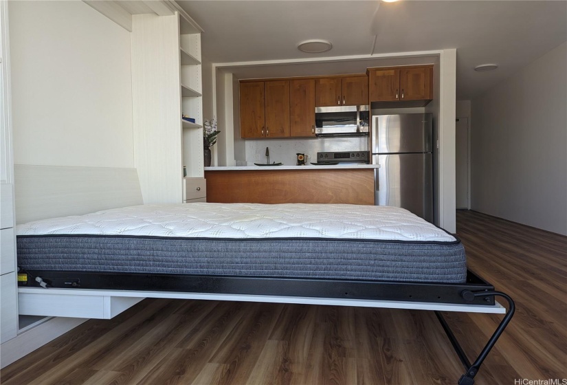 Murphy bed with shelves