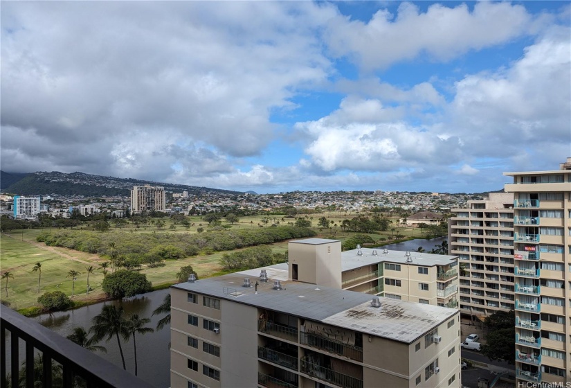 View from lanai looking towards the Ala Wai canal and Golf Course