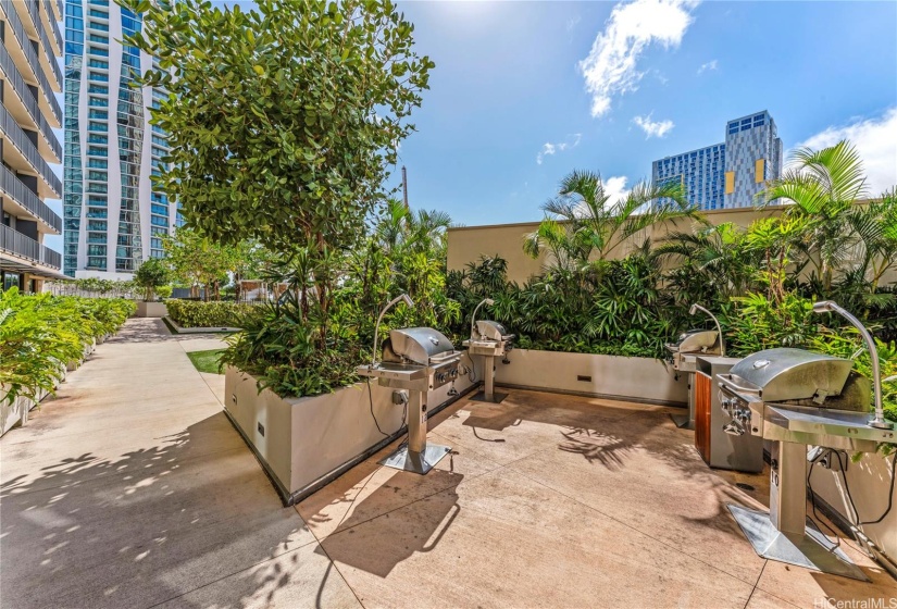 An open space barbeque area