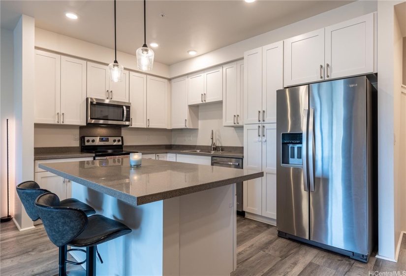 White, solid wood shaker cabinets!