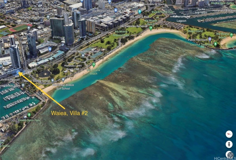 Google Earth's 3D view of Waiea