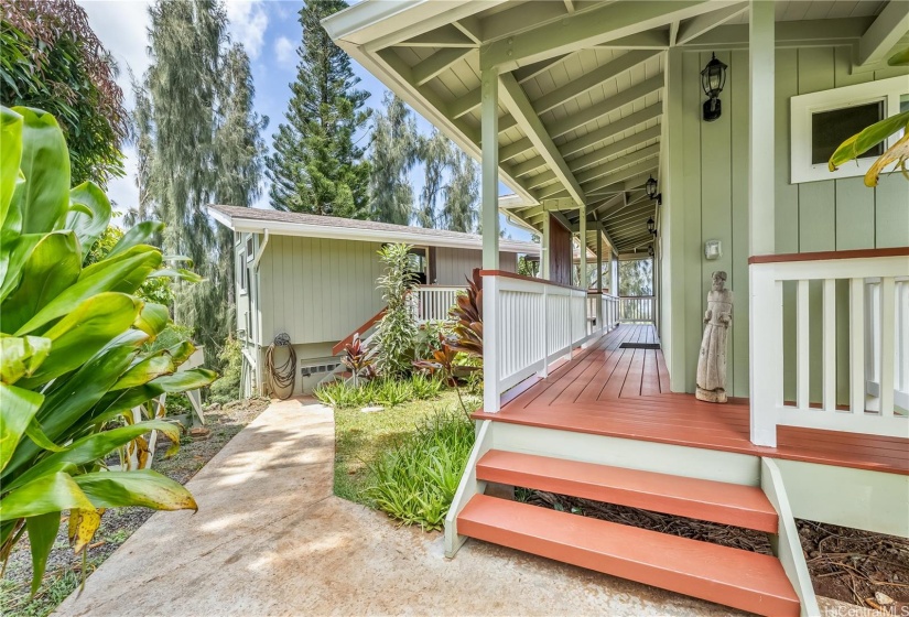 Entry of main home with treehouse apt to the left