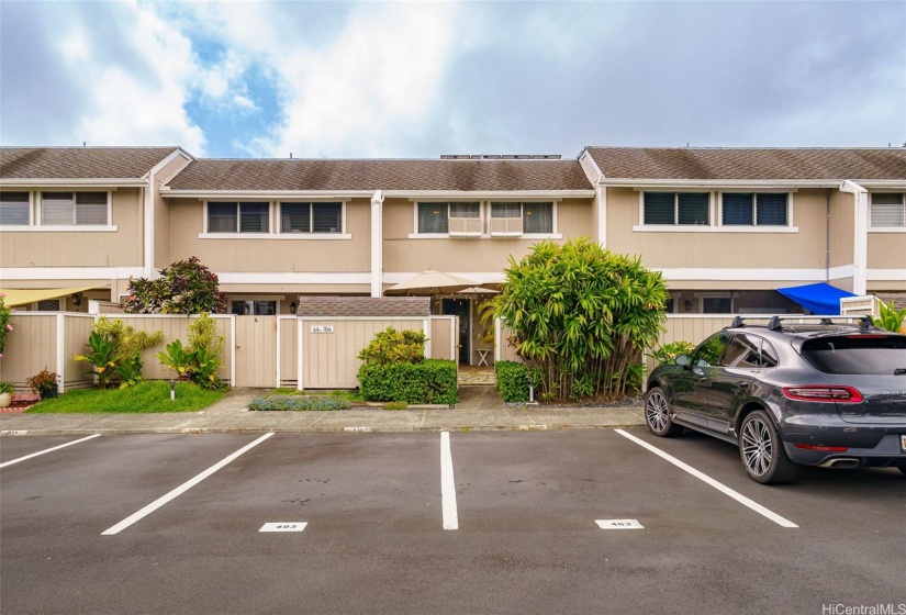 Two parking stalls located right in front of unit.  Stalls are both labeled #403.  Ample guest stalls as well.