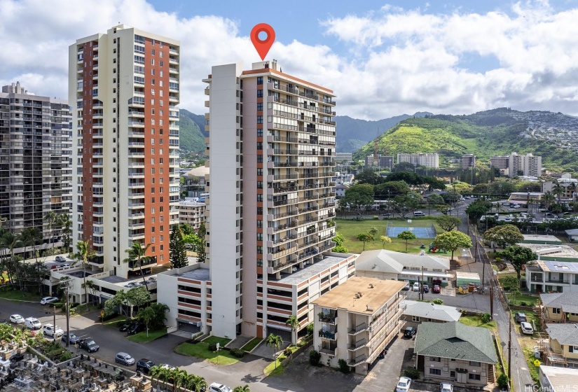 Rainbow Place is the building to the right.