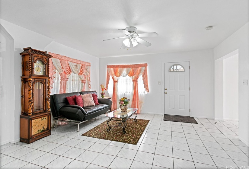 View of the same room from a different angle. This living area has its own entrance.