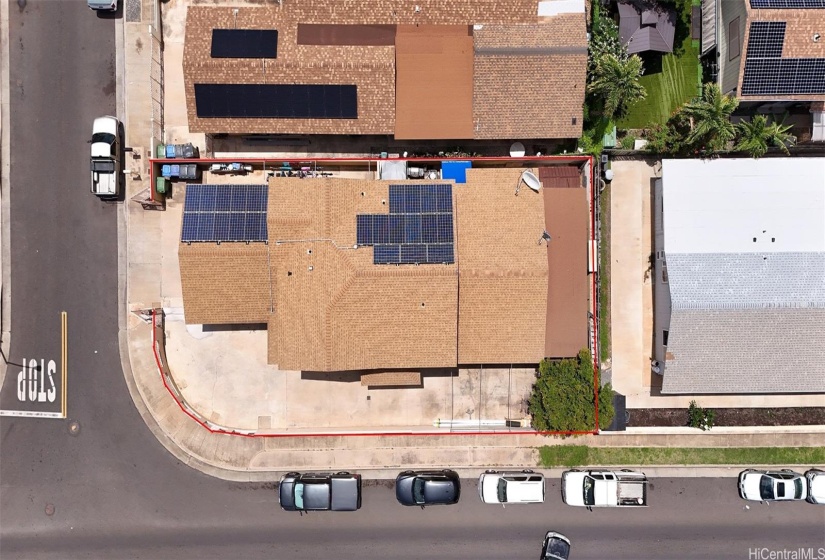 View from the top shows leased PV panels, minimizing your electricity bills.