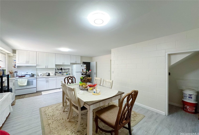 Downstairs dining room & kitchen