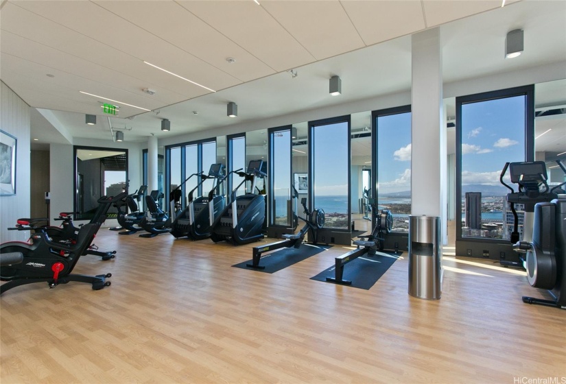 This fitness center has every exercise machine you desire.