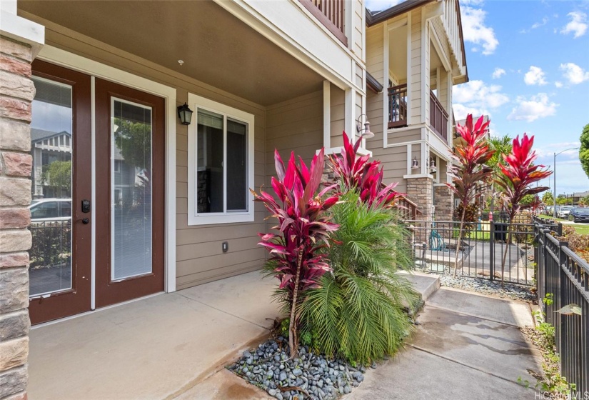 Front lower level entryway. Large double doors open wide to your private space.