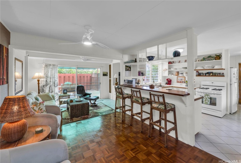 Sitting area and kitchen