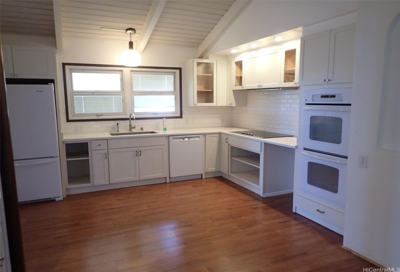 Kitchen with double oven.