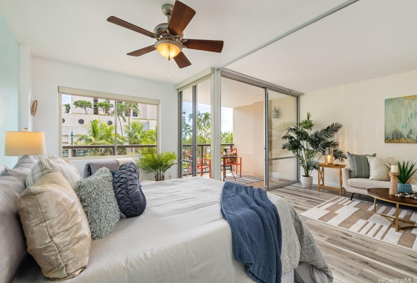 View toward the living room and lanai.