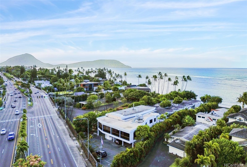 Aerial view featuring commercial structure