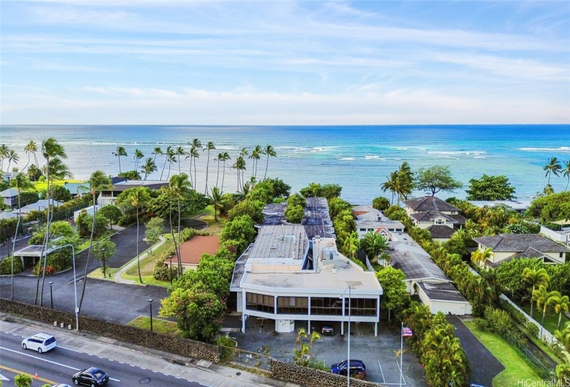 Aerial view of property towards ocean